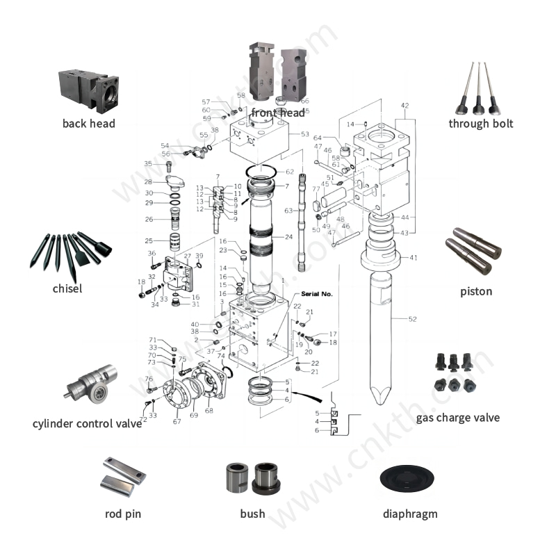 hydraulic breaker hammer parts