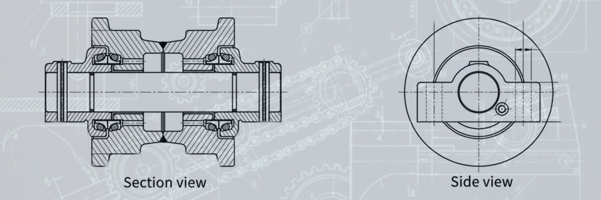 Excavator track roller structure